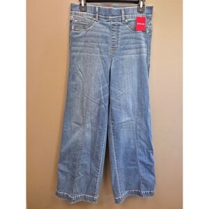 NWT SPANX Wide Leg Jeans Womens M 28x32 High Rise Seamed Front Denim